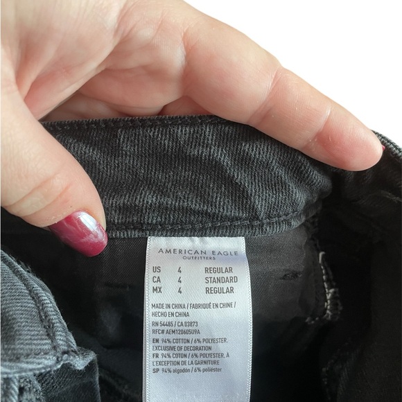 American Eagle Ripped Mom Straight Black Jeans - Picture 7 of 8